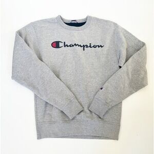 Champion Sweatshirt Spellout Y2K 90's Sports Grey Mens‎ SM Reverse Weave Gym